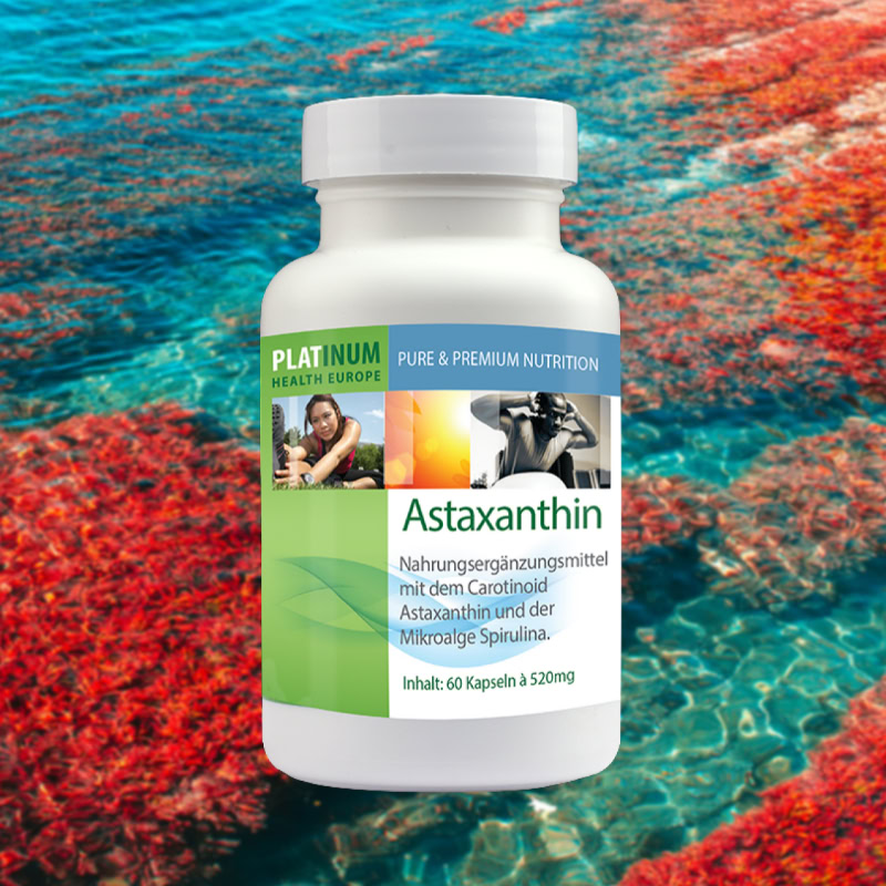 Astaxanthin Nahrungsergänzungsmittel mit Spirulina.