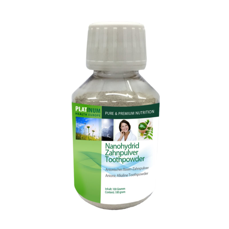 Zahnpulver in der Flasche für Zahnpflege