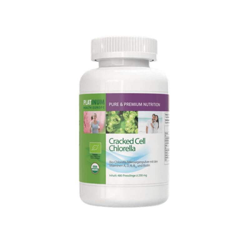 Chlorella Nahrungsergänzungsmittel mit wichtigen Vitaminen.