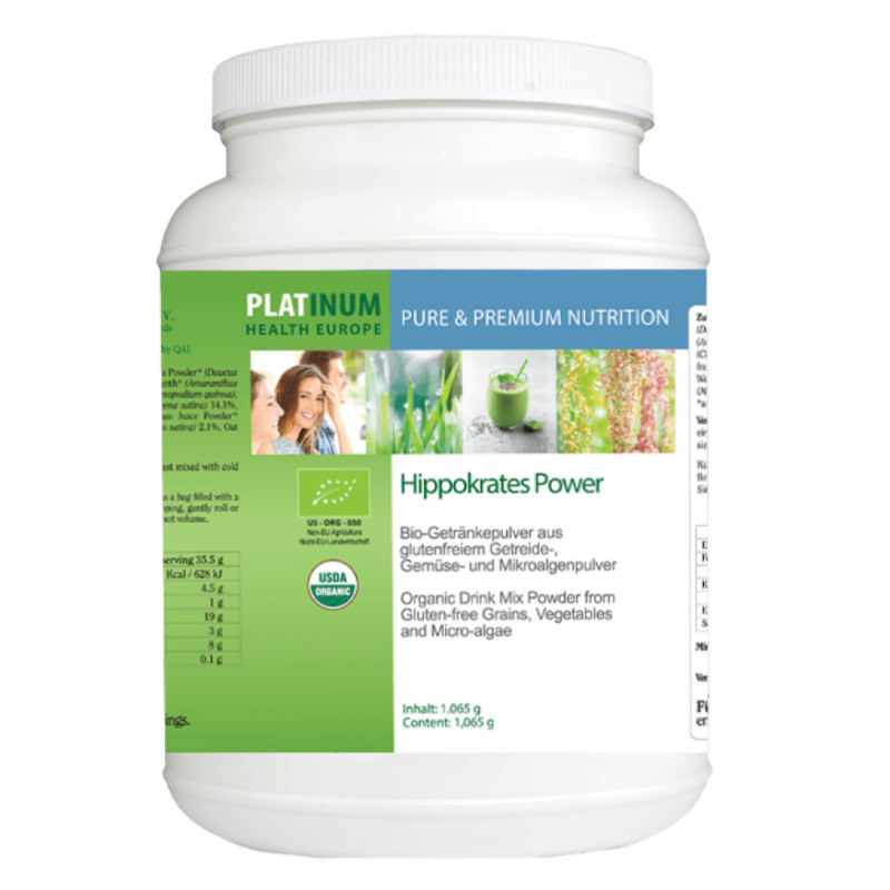 Bio-Getränkepulver aus glutenfreien Inhaltsstoffen.