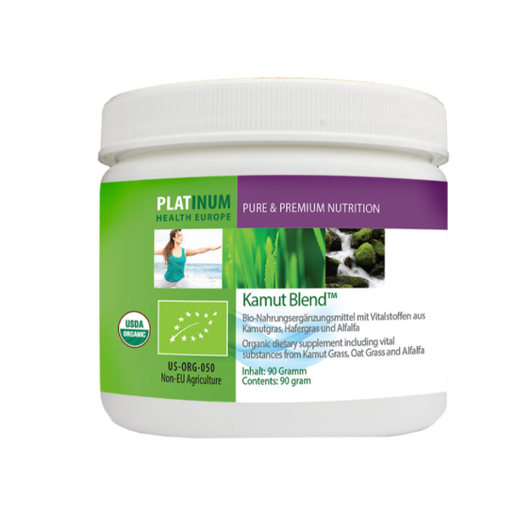 Bio-Nahrungsmittel mit Kamutgras und Alfalfa.