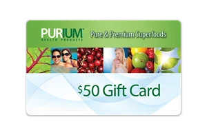 Purium Geschenkkarte mit Superfood-Themen